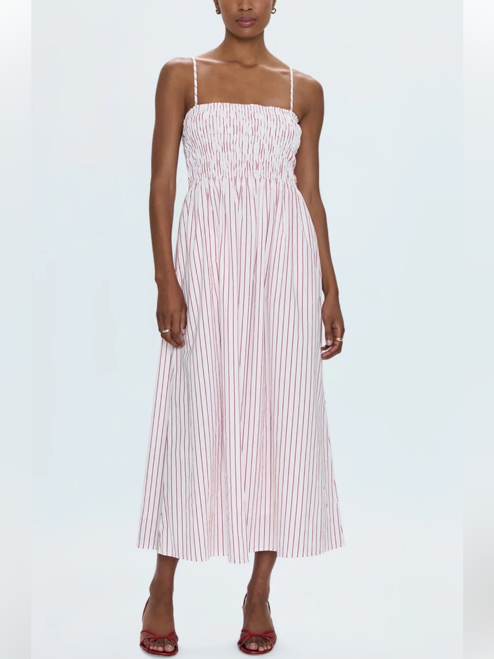 NWT BIANCA SHIRRED BODICE DRESS - RUBY STRIPE